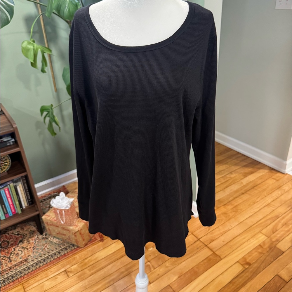 Old Navy Black Long Sleeve Waffle Top
